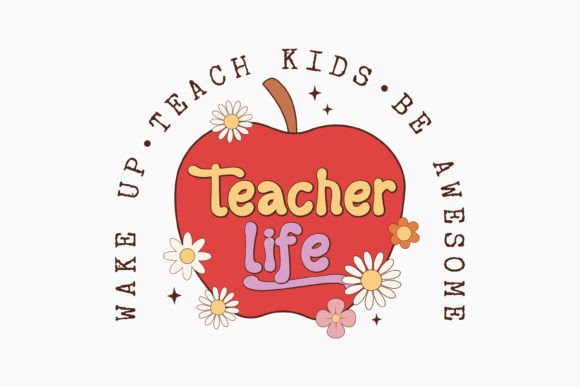 Retro Teacher Quote SVG Apple Flower Review